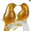 Birds in Love - with gold 24 k - Glass Sculpture