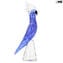 Blue Parrot and silver - Glass Sculpture - Original Murano Glass OMG