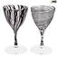 Drinking Glass - black lines Chalices Set of 6 pieces -  original murano glass omg