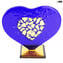 Heart Love - Blue glass with pure gold - Original Murano Glass Omg