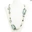 Collana lunga Riga - Celeste e Argento - Vetro di Murano Originale OMG