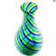 Vaso spirale Ampolla con Canne Pezzato in vetro di Murano originale soffiato