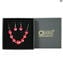 Parure Perle Rosse L - con Argento - Vetro di Murano Originale OMG