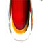 Vaso Proiettile - Rosso e Ambra Sommerso - Vetro di Murano Originale OMG