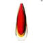 Vaso Proiettile - Rosso e Ambra Sommerso - Vetro di Murano Originale OMG