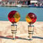 Bottle stopper flat - Cannes -  Red and amber - Original Murano Glass OMG